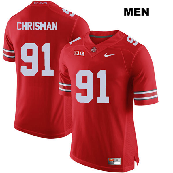 Ohio State Buckeyes Men's Drue Chrisman #91 Red Authentic Nike College NCAA Stitched Football Jersey RY19N34BP